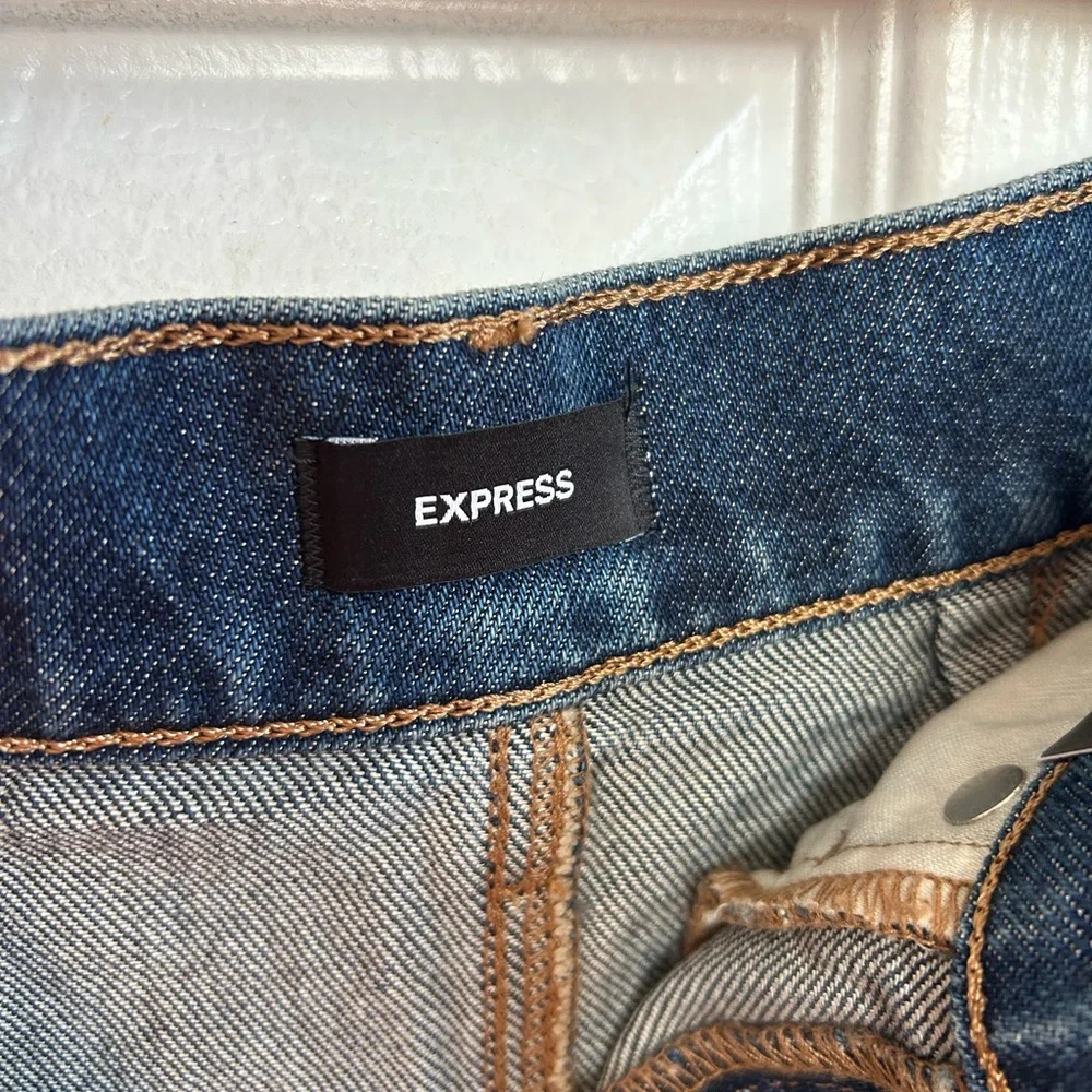 Express Denim Midi Skirt with Front Slit - Picture 7 of 7